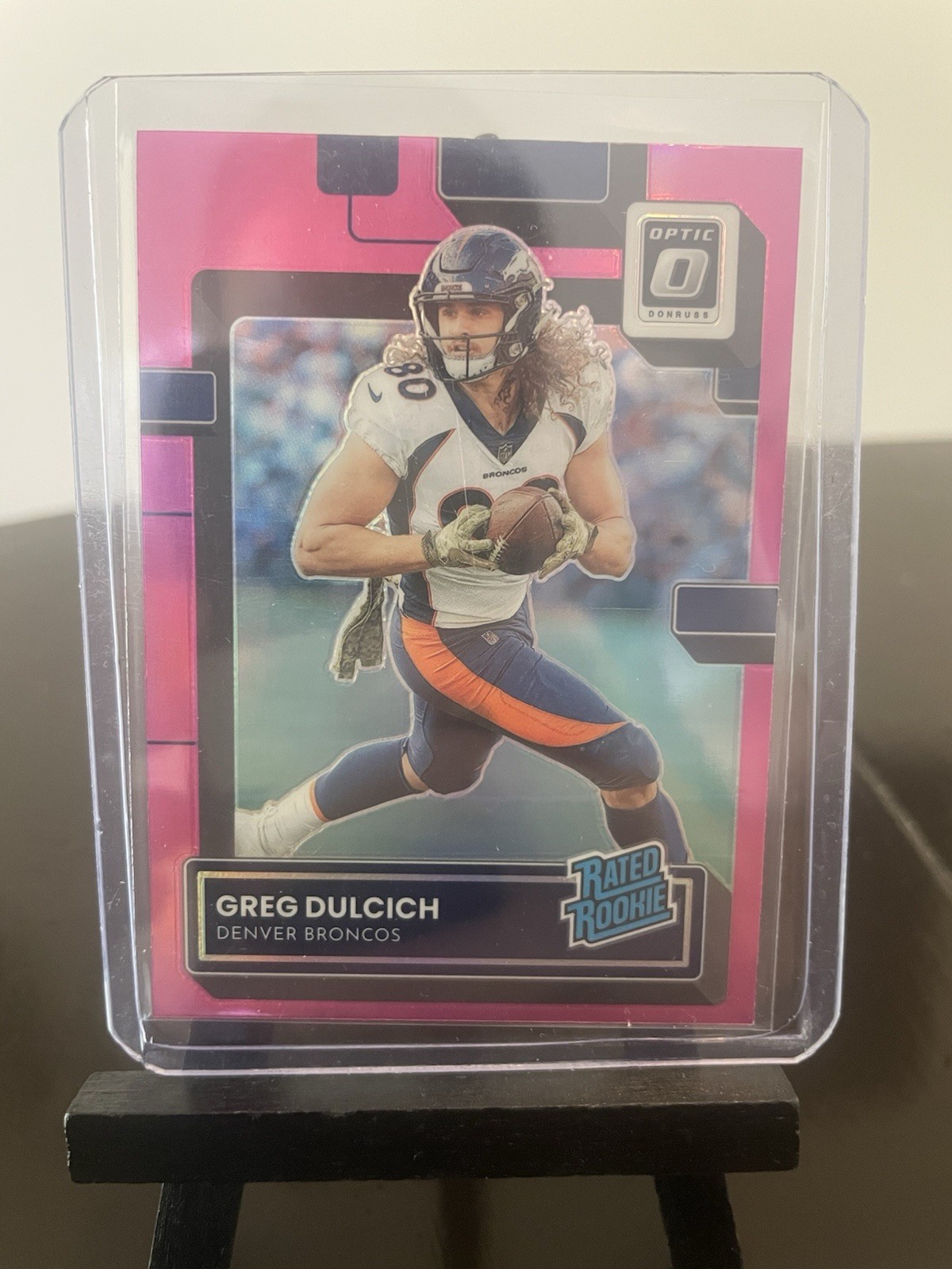 2022 Panini Donruss Optic - Rated Rookie Greg Dulcich #288 Pink Prizm (RC)