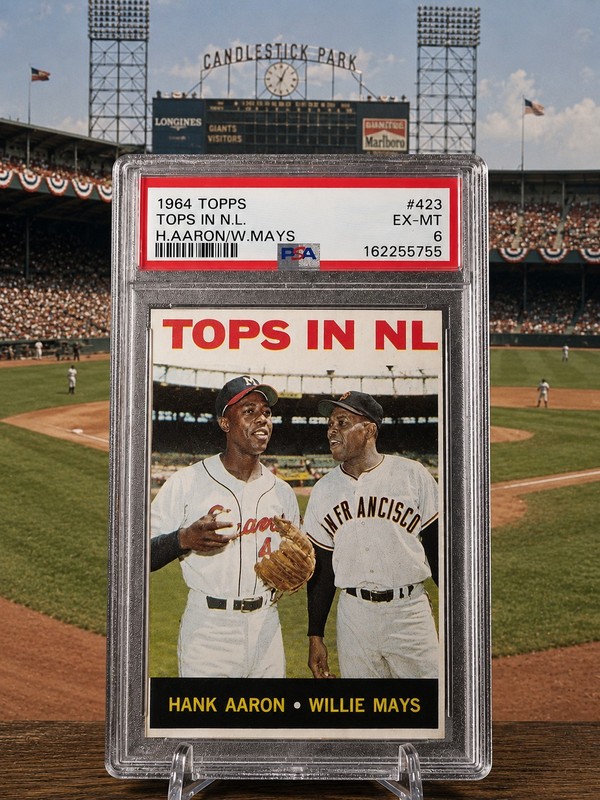 1964 Topps #423 Hank Aaron Willie Mays PSA 6 EX-MT Tops In NL HOF Vintage Card