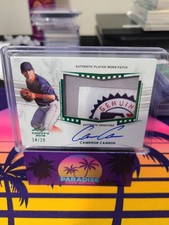 CAMERON CANNON 2019 LEAF TRINITY PATCH AUTOGRAPH EMERALD FOIL SP 14/20 PHILLIES