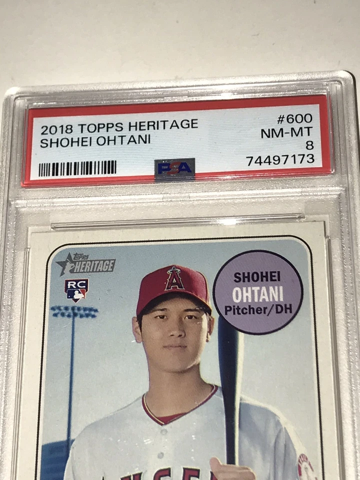 Shohei Ohtani 2018 Topps Heritage 600 PSA NM-Mint 8 MVP 50/50 RC Rookie - Image 2 of 4