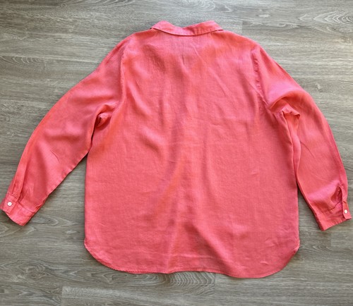 J Jill Shirt Womens 2XL Coral Love Linen Button Down Long Sleeve Pockets Coastal - Bild 4 von 8