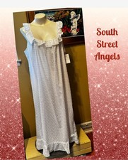 EILEEN WEST E00070 WHITE  SLEEVELESS SWISS DOT RUFFLE BALLET NIGHTGOWN  LARGE