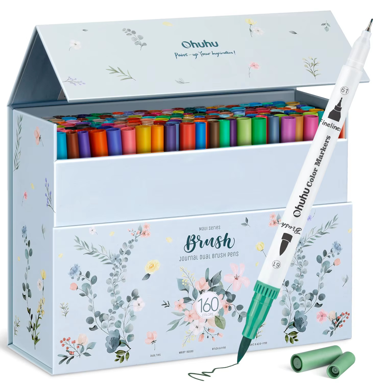 Dual Tips Line Marker Set Watercolor Pen Coloring Water Colo