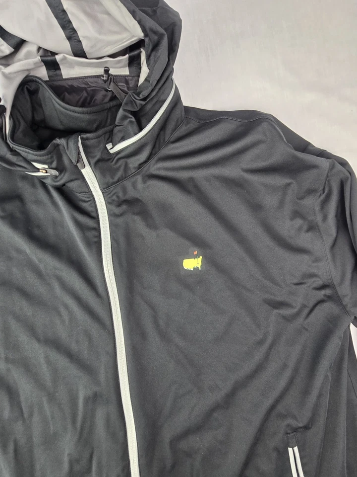 Masters Tech Black Full Zip Packable Hood Golf Windbreaker Rain Resist Jacket L - Image 4 of 4