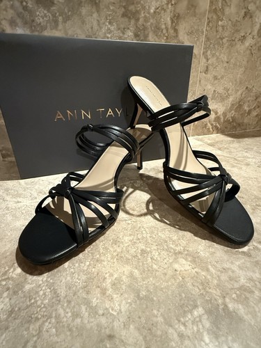 Ann Taylor Ellis Leather Knot Heeled Sandals Black Size 9 *New in Box - Picture 4 of 23