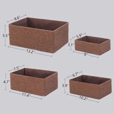 Recycled Wicker Storage Baskets Set of 4   Small Woven Paper Rope Organizer