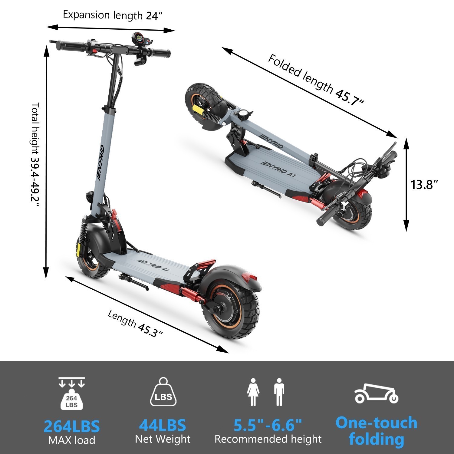 ‌New 800W E-Scooters 28-30mph Foldable Electric Scooter Design 5-6 Days Delivery