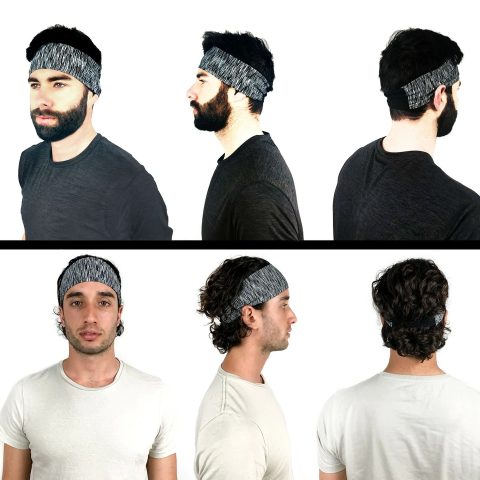 3pcs Men Sport Headband Male Elastic Fitness Sweatband Hairband Workout Running - Image 4 of 4