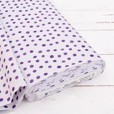 Threadart Cotton Quilting Fabric By The Yard - Vintage - White Purple Dot
