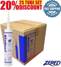 BULK SALE-BioSeal Silicone Caulk Sealant Ge neral Purpose 10.1oz - Clear 25 Tube