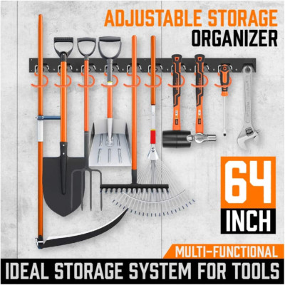 Garden Tool Garage Organizer Holder Wall Mount Shovel Broom Durable Hook Storage