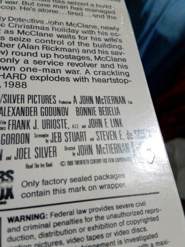RARE Vintage 80’s DIE HARD VHS NEW Sealed CBS/FOX Original Release! Bruce Willis - Picture 11 of 12