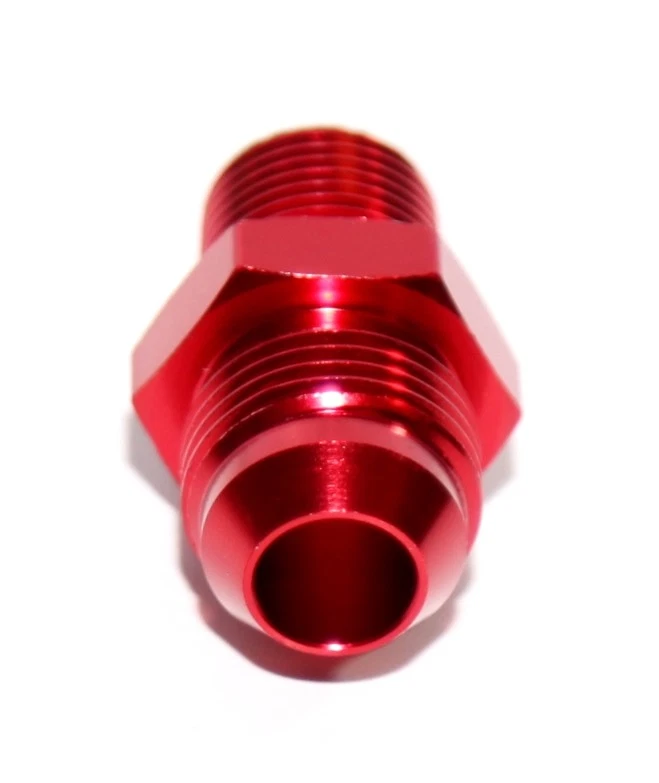 Adaptador de montaje anodizado de aluminio rosca macho NPT 8AN AN-8 a 3/8" ROJO Foto 4 de 4
