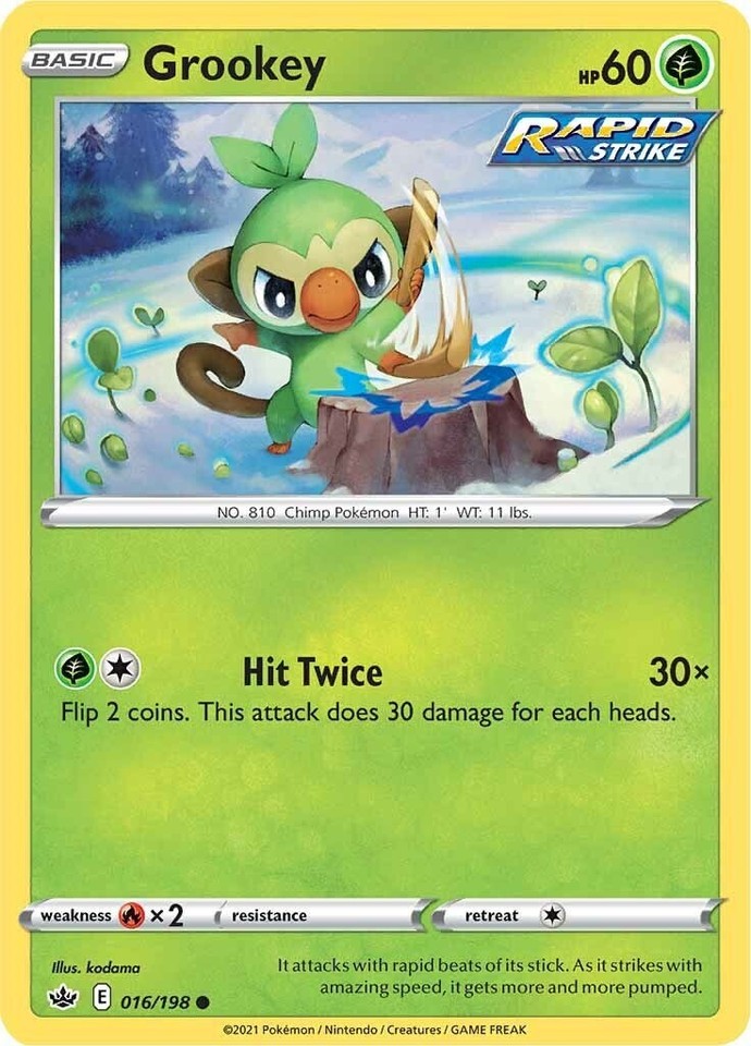 Grookey 016/198 Swsh06: Sword & Shield - Chilling Reign - 1 of 1