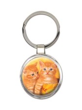 Cats : Gift Round Keychain Feline Pets Lover Cat Mom Dad Animal Kitten
