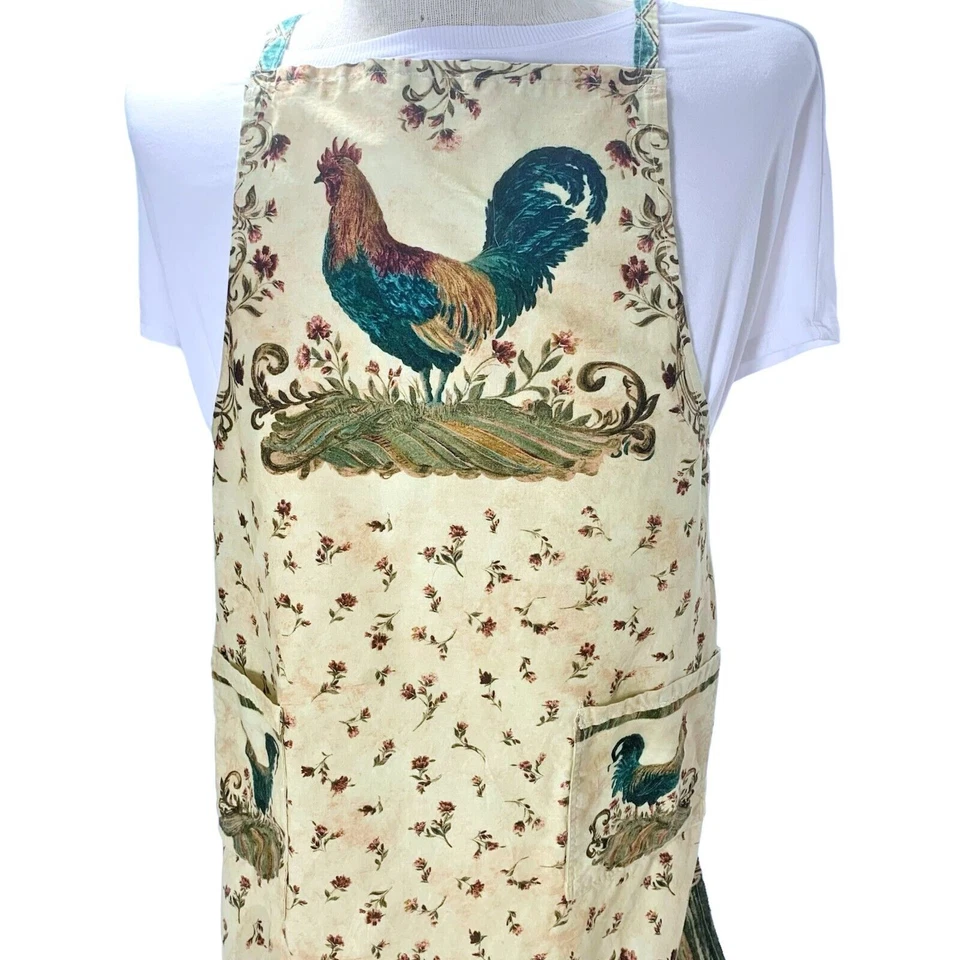 公鸡围裙手工法国乡村农场日常复古 1990 年代 — 第 3/4 张图片