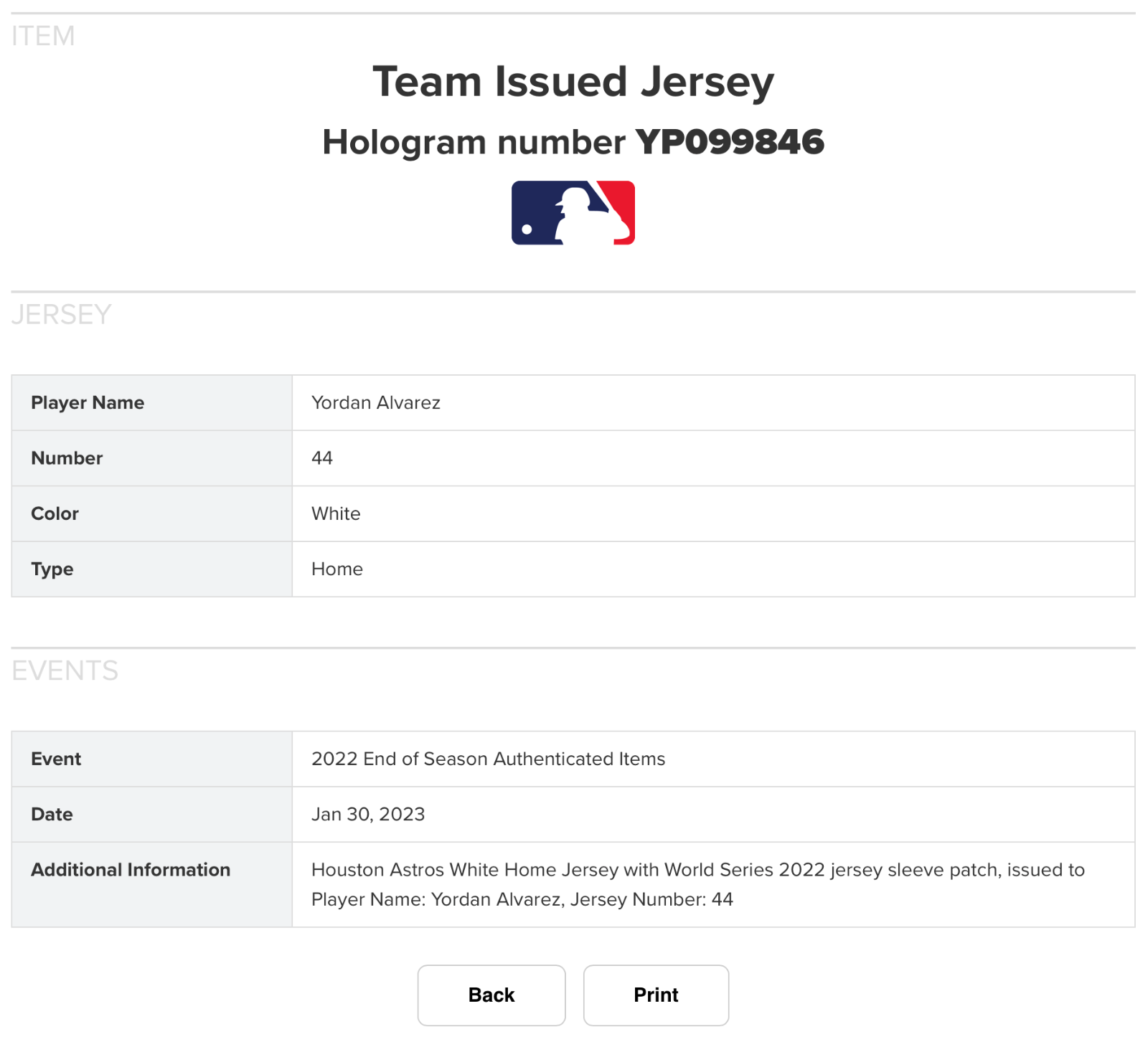 2023 World Series Team Issued Yordan Alvarez Houston Astros Jersey MLB