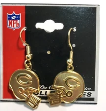 Chicago Bears Gold Helmet Charm Earrings - NFL Licensed Jewelry  PS