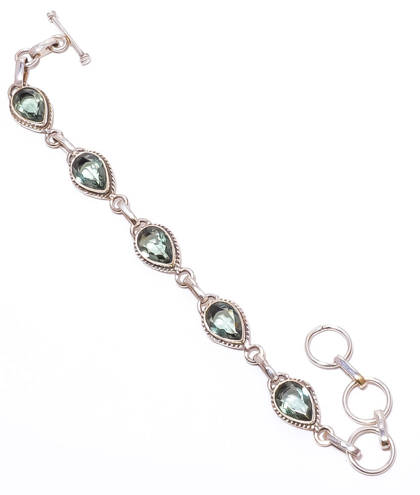 Neon Blue Apatite Gemstone 925 Sterling Silver Tennis Bracelet 7.99