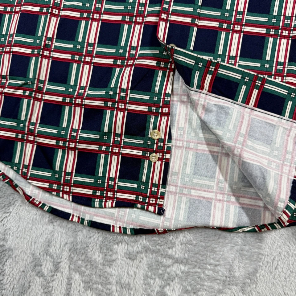 Trader Bay Button Shirt Mens L Navy Red Short Sleeve Cotton NWT Vintage Sears - Image 3 of 4