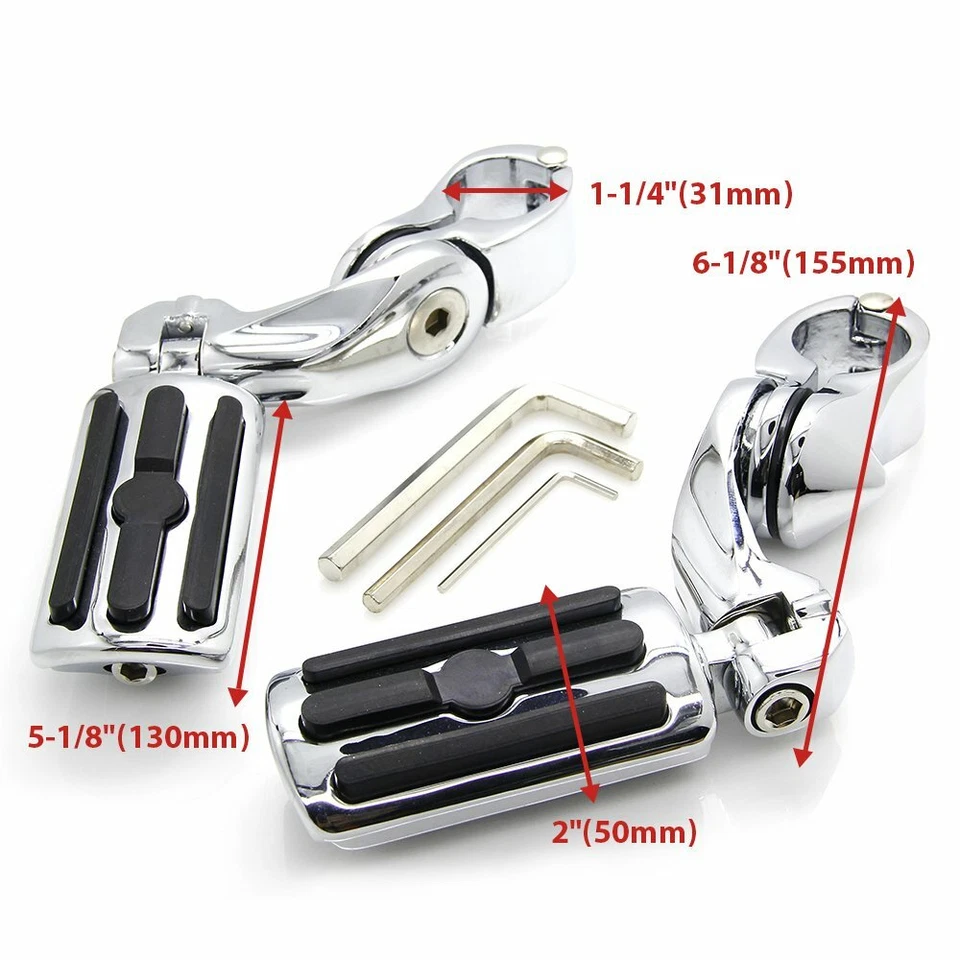 Pedales de estriberas cromados de carretera de 1-1/4" para Kawasaki Vaquero/Yamaha Star Venture Foto 3 de 4