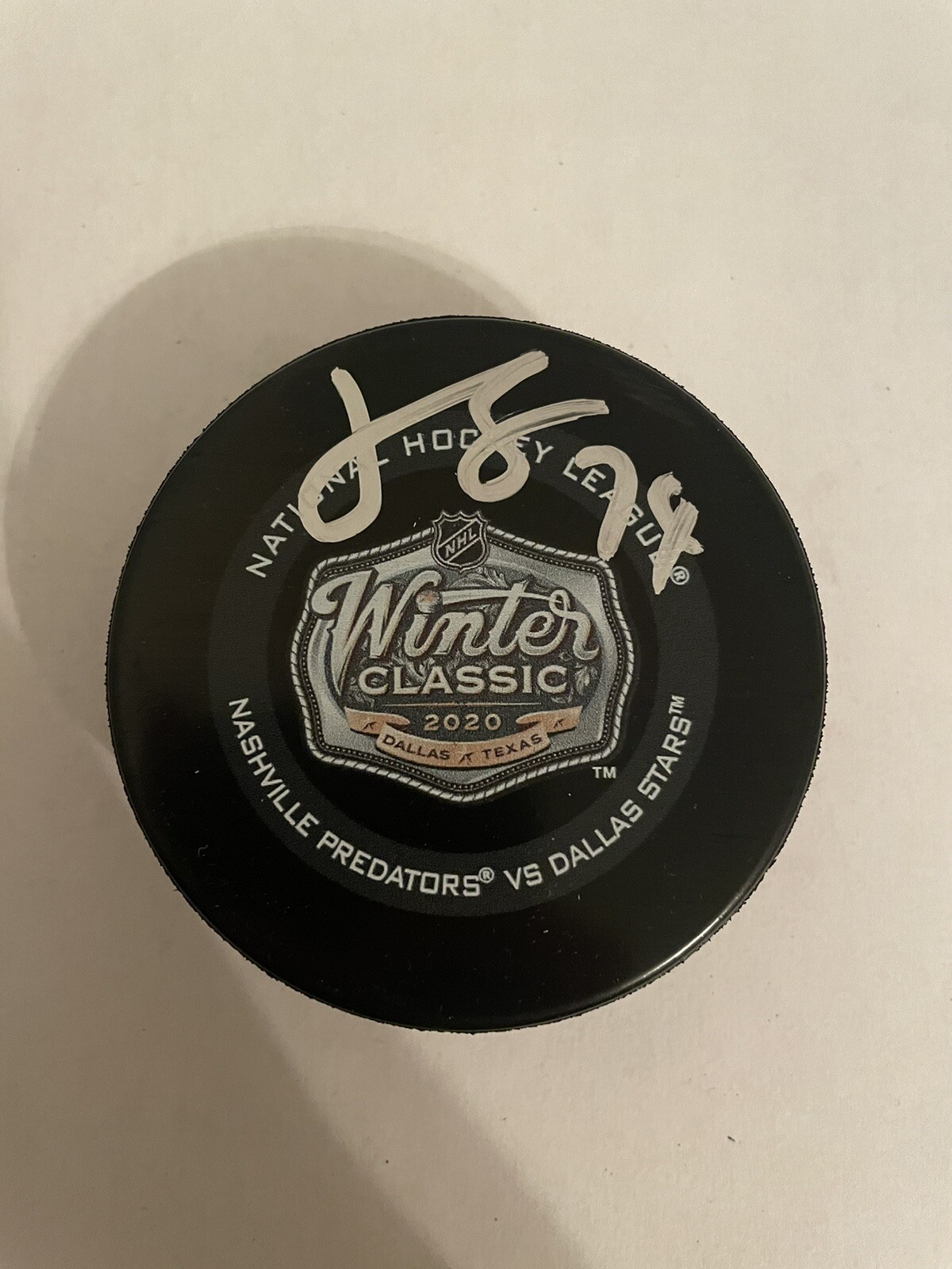 Juuse Saros Autographed Signed Nashville Predators OFFICIAL HOCKEY PUCK BAS COA 