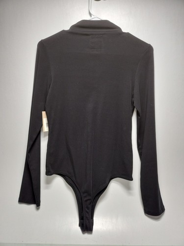 For Days Front Zip Long Sleeve Black Mock Neck Body Suit Size XL RK5 - 第 2/5 張圖片