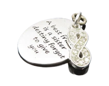 925 Silver  Vintage Genuine Diamonds Infinity Best Friends Pendant  PT16262