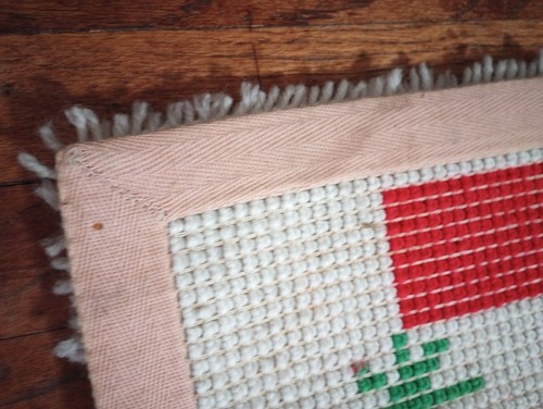 Vintage Needle Point / Crochet Yarn Christmas Welcome Mat Colorful - Bild 15 von 15