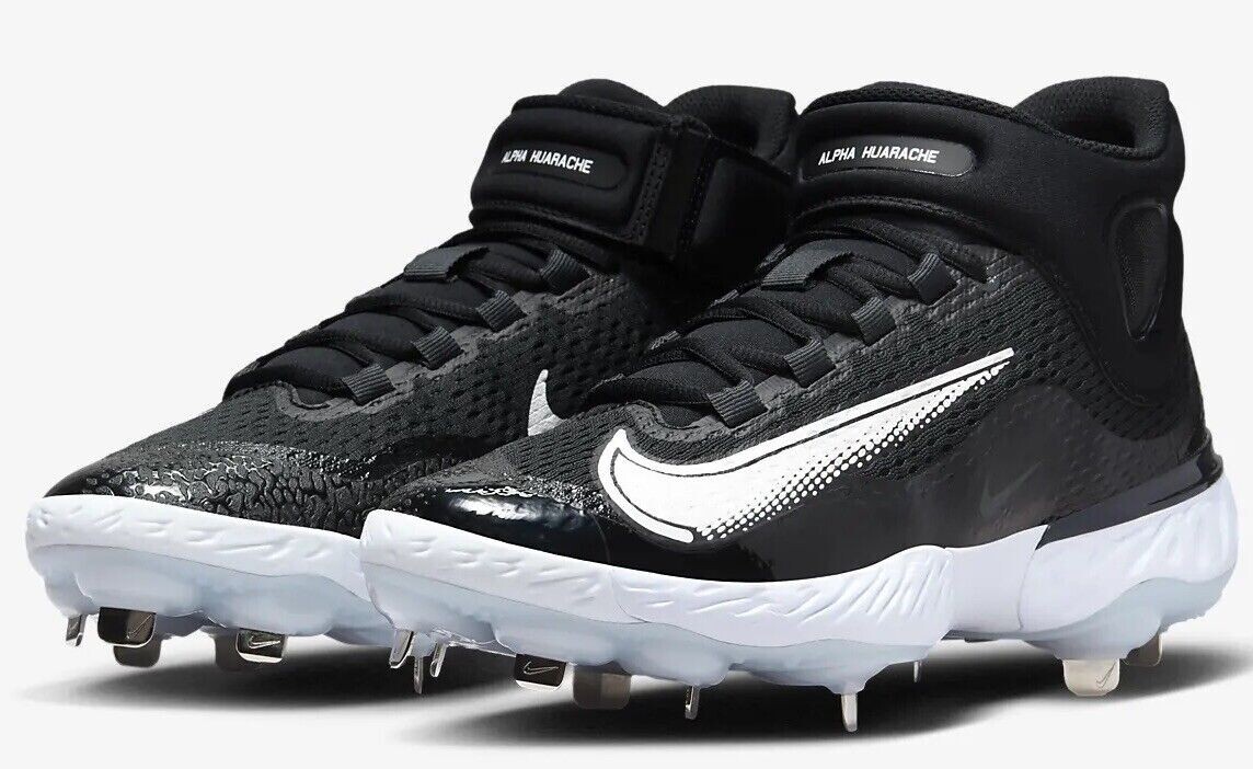 Nike Alpha Huarache Elite 4 Mid Black Baseball Cleats Mens  display picture 3