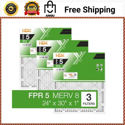 24X30X1 Pleated Air Filters Replacement For Furnace HVAC AC FPR 5 MERV 8 3-Pack