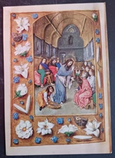 postcard art Christ Washing Disciples Feet Ghent Hours medieval manuscript