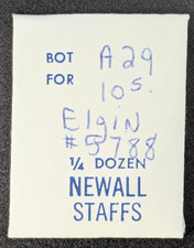 Pack of 3 NOS NEWALL Balance Staffs for Elgin 10s A29 - Part 5788