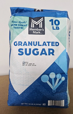 10lbs Member's Mark Real Pure Granulated Sugar ten pounds bag pack Exp 12/2026