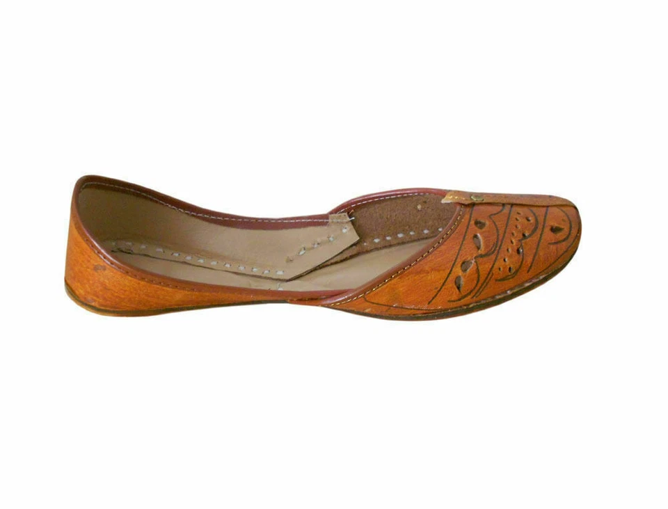 Sapatos femininos mojaries de couro indiano feitos à mão casual liso EUA 7 - Imagem 4 de 4