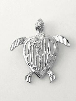 14K Massiv Weißgold Hawaii Ananas Schildkröte Herz Anhänger.B:23mm L:25mm 1731