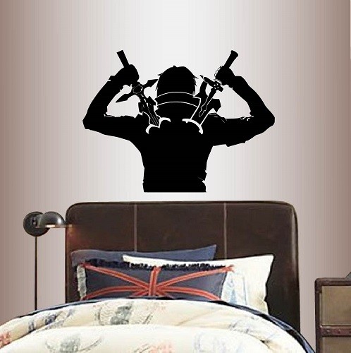Vinyl-Aufkleber Anime Ninja Krieger Schwerter Kerl Junge Kinderzimmer Wandsticker 1274 - Bild 1 von 1