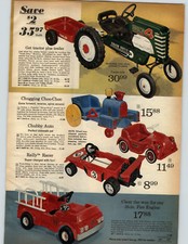 1973 PAPER AD Pedal Tractor Fire Engine Chain Drive Trailer Ladders Rally Racer