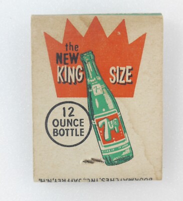 King-Size 7up Vintage Struck Matchbook Cover 12 Ounce Glass Bottle