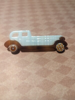 Lea Stein Rolls Royce Car Phantom Pin Pearl White w/ Brown Bumpers Daisy Wheel