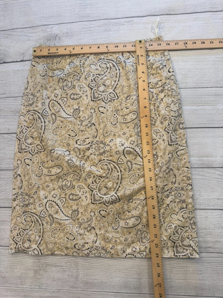 Юбка женская Banana Republic 8 бежевая красивая с принтом пейсли офисная одежда - Изображение 4 из 4