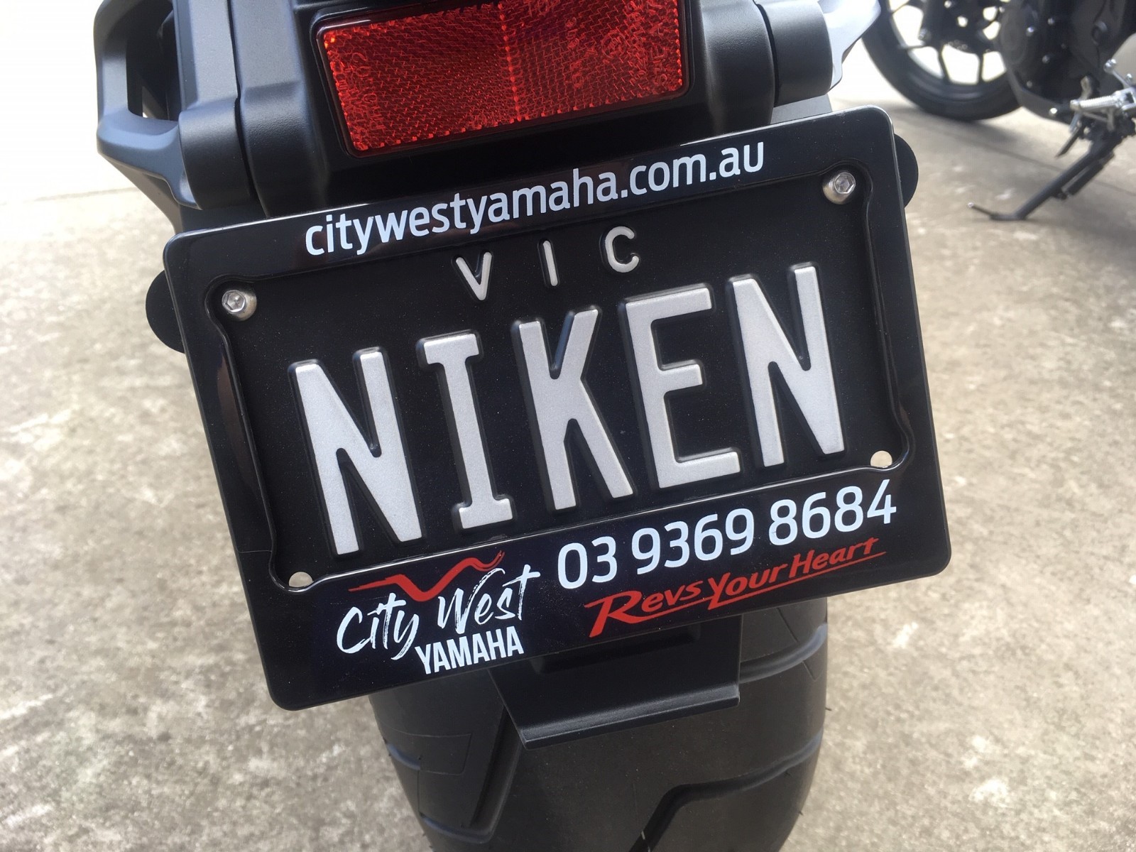 Yamaha NIKEN Custom Motorcycle Number Plate Victoria Black/White