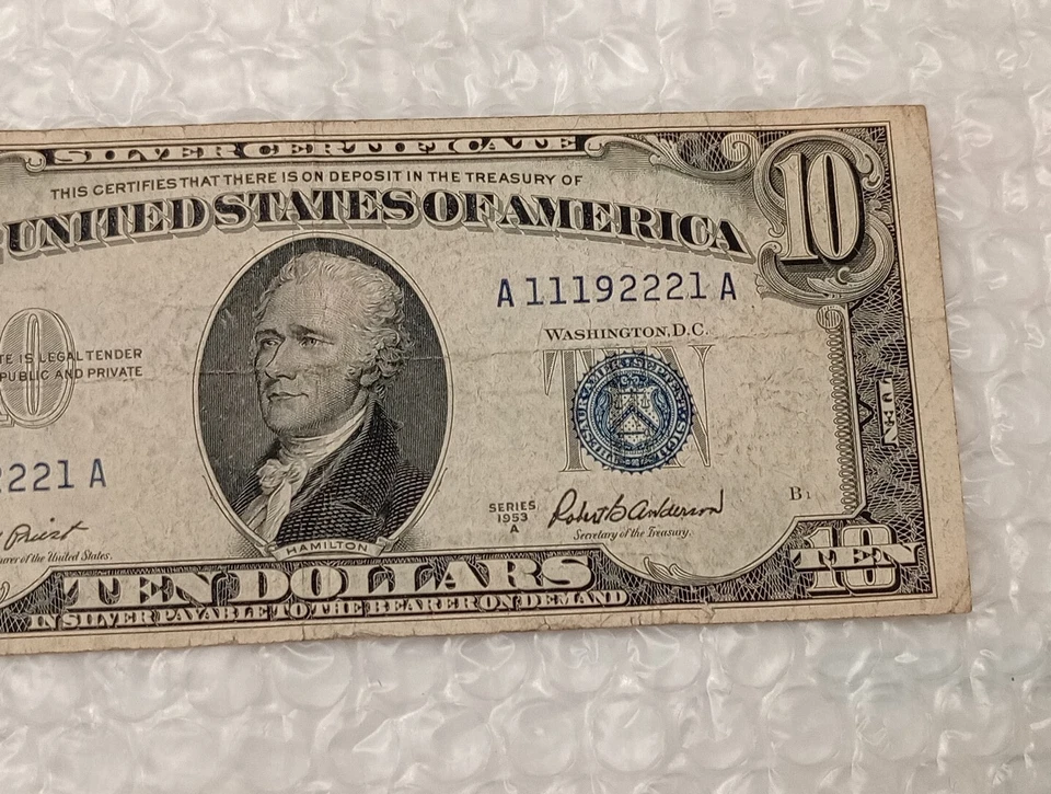 USA~1953 Federal Reserve Note~ $10 Dollars~ Special Series Number~ #1 (X4) In It - Image 4 of 4