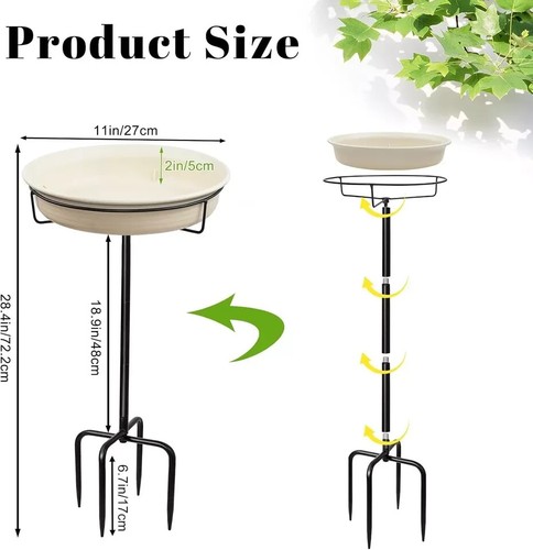 28In Freestanding Birdbaths Bowl Outdoor, Free Standing Garden Bird Bath Bird - Picture 3 of 7