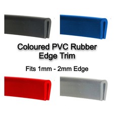 Coloured PVC Rubber Flexi Edge Trim Finisher Strip - Fits 1mm to 2mm - Per Metre