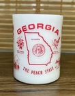 Vintage Federal Glass Mug Milk Glass Georgia The Peach State White Mug