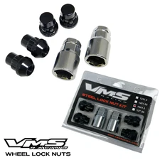 4 VMS Racing 14X1.5 Wheels Black Close End Anti Theft Lock Nuts Forged Steel
