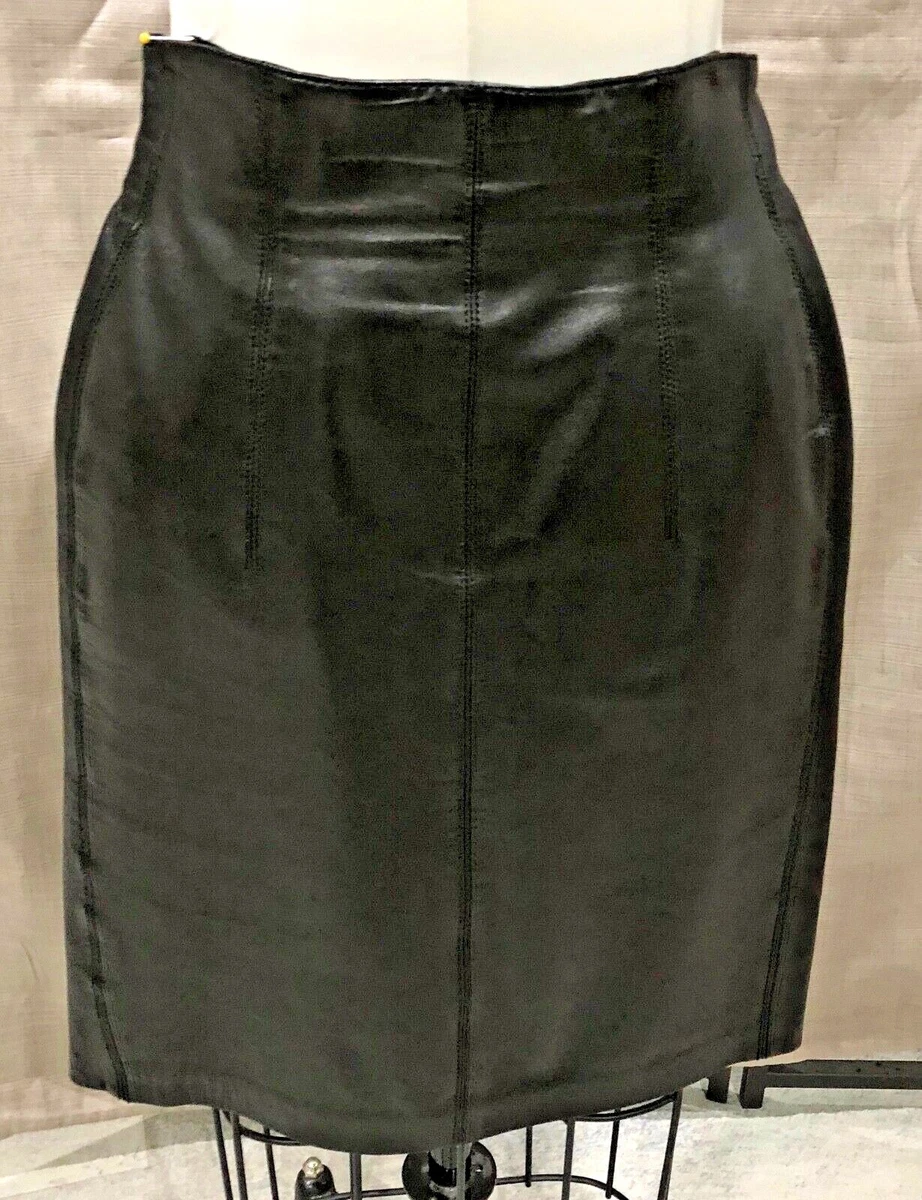 Escada leather 2025 pencil skirt