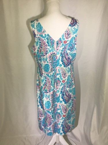 Talbots Women Size 12 Sheath Dress Multicolor Paisley Sleeveless Square neck - Picture 7 of 12