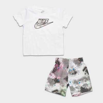 Nike Infant's White/Black Tie-Dye Futura T-Shirt Shorts Set (66J430-023)  24M